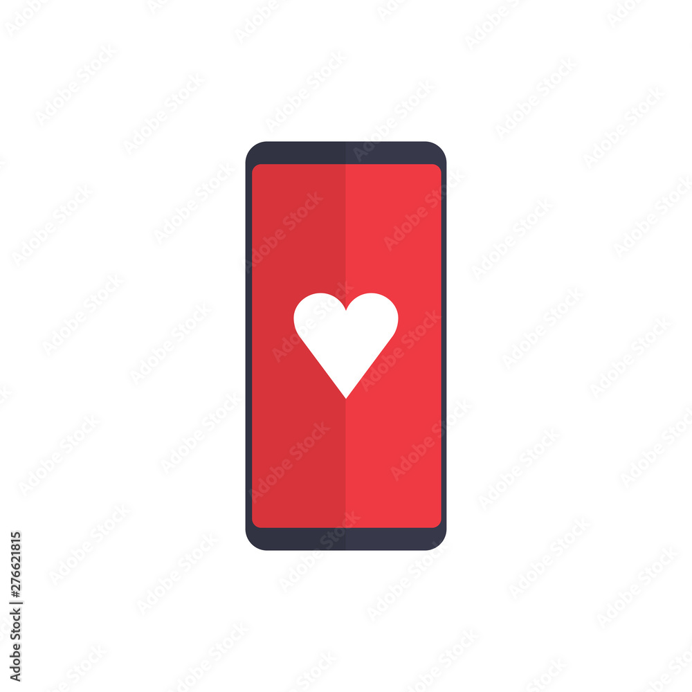 Mobile phone with heart icon on the screen Mobile phone with heart icon on the screen