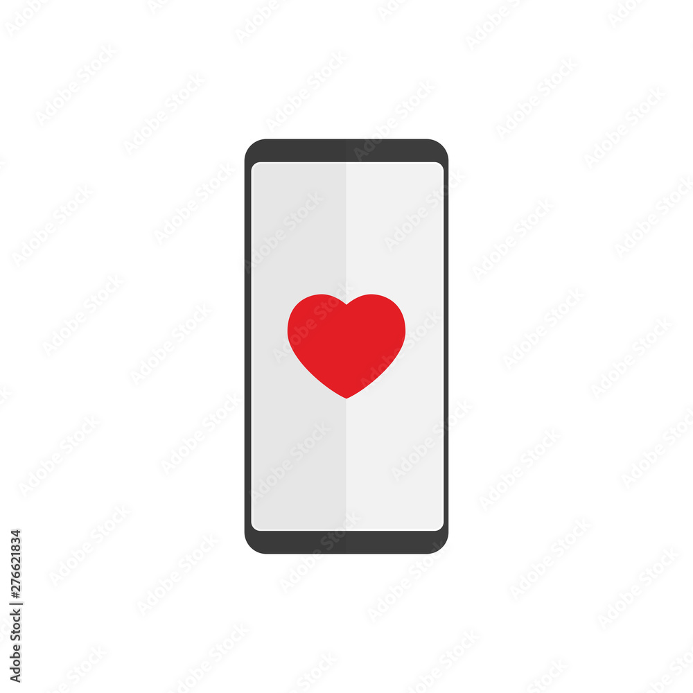 Mobile phone with heart icon on the screen Mobile phone with heart icon on the screen