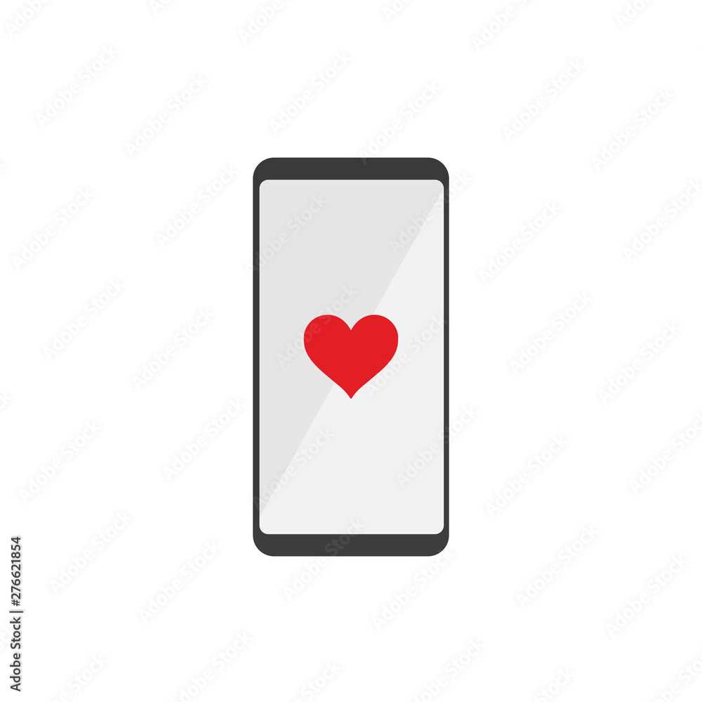 Mobile phone with heart icon on the screen Mobile phone with heart icon on the screen