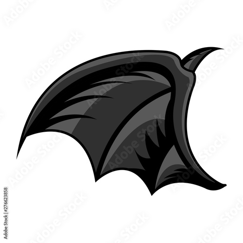 Isolated detailed colored tattoo of a bat wing - Vector