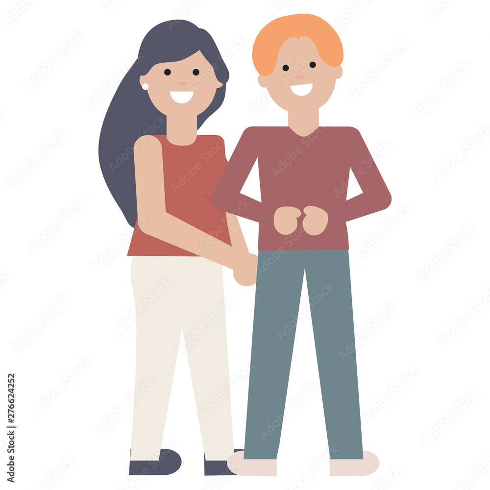 Fototapeta premium young lovers couple avatars characters