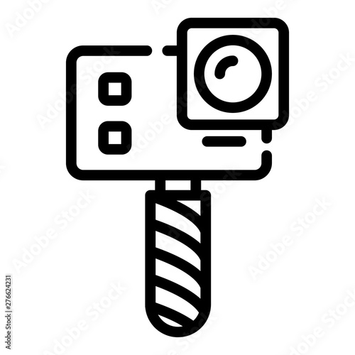 Action camera on monopod icon. Outline action camera on monopod vector icon for web design isolated on white background