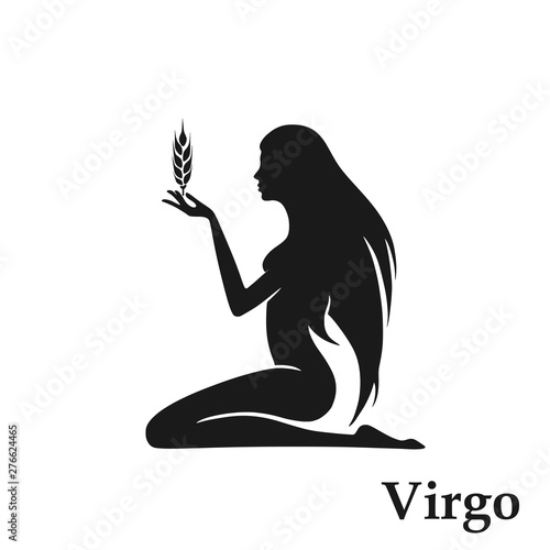 Virgo zodiac sign horoscope symbol. astrological icon in black and white style