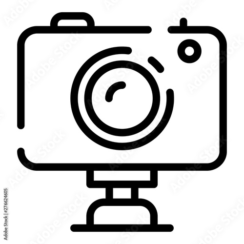 Helmet camera icon. Outline helmet camera vector icon for web design isolated on white background