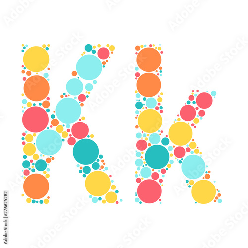 A letter of the alphabet from colored circles laid out by a cheerful mozayka.