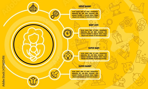Babysitter infographic. Outline babysitter vector infographic for web design isolated on white background
