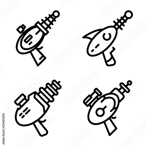 Blaster icons set. Outline set of blaster vector icons for web design isolated on white background