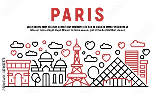 Paris banner. Outline illustration of paris vector banner for web design
