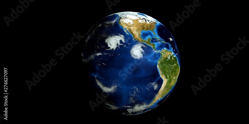 Extremely detailed and realistic high resolution 3d illustration of Hurricane Barbara next to the US East coast. Shot from space. Elements of this image are furnished by Nasa.