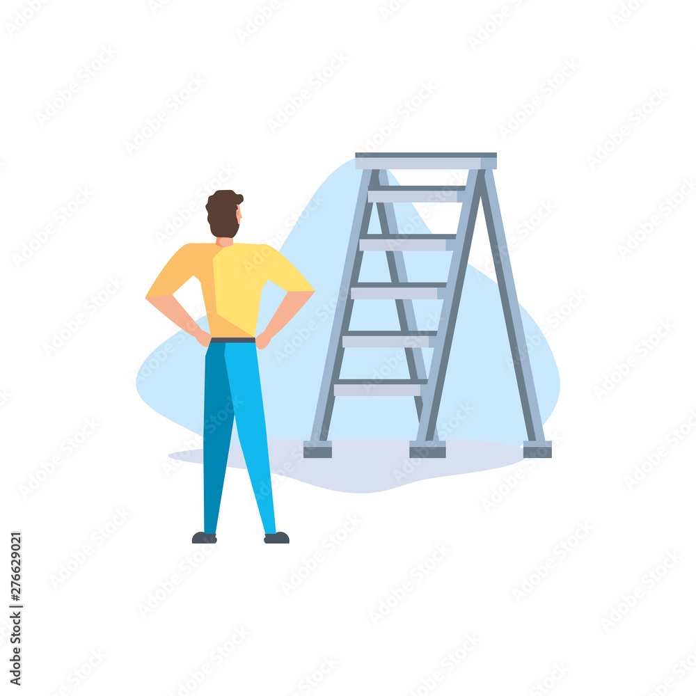 Isolated avatar man and ladder design Isolated avatar man and ladder design