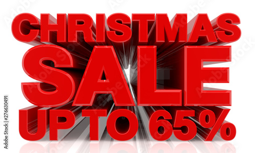Cuadro en lienzo CHRISTMAS SALE UP TO 65 % word on white background 3d rendering