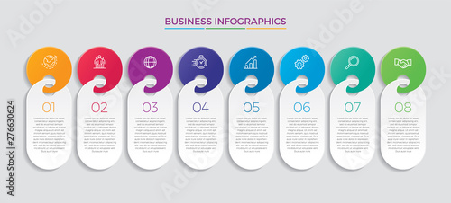 Infographic design vector and marketing icons can be used for workflow layout, diagram, annual report, web design.  Business concept with 8 options, steps or processes. - Vector 