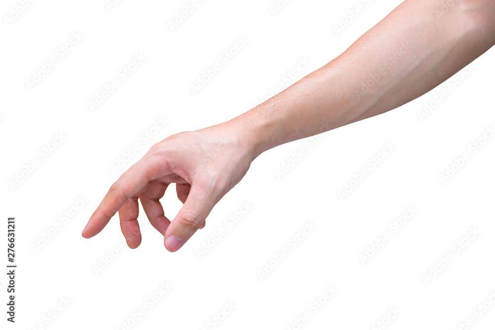 Man hand touching isolated on white background with clipping path. Man hand touching isolated on white background with clipping path.