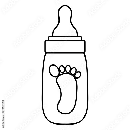 baby bottle milk with footprint