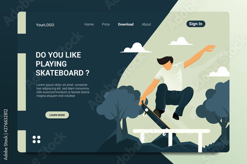 playing skateboard landing page backgroun dvector