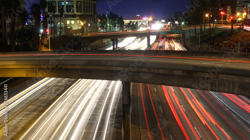Los Angeles freeway traffic at night