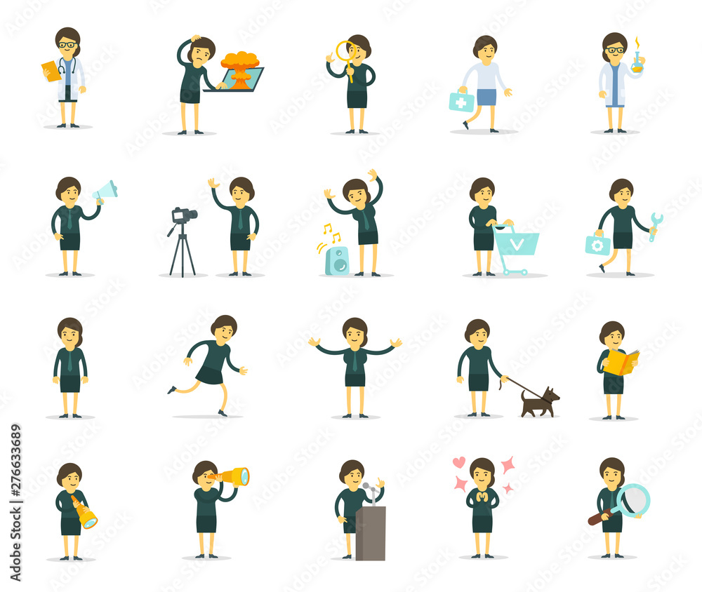 Set cartoon female. Search and dialogues. Working woman. Big set character. Woman bundle. Set cartoon female. Search and dialogues. Working woman. Big set character. Woman bundle.