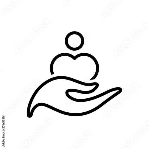 Black line icon for care 