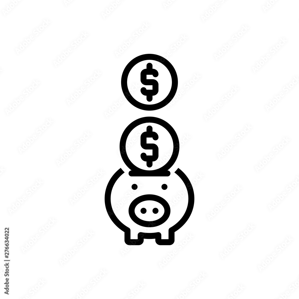 Black line icon for piggy bank Black line icon for piggy bank