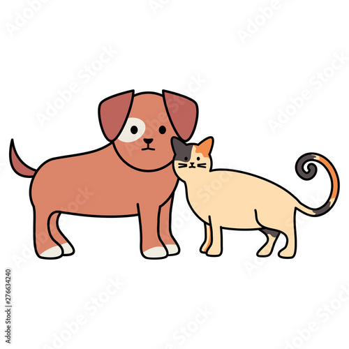 cute cat and dog mascots adorables characters