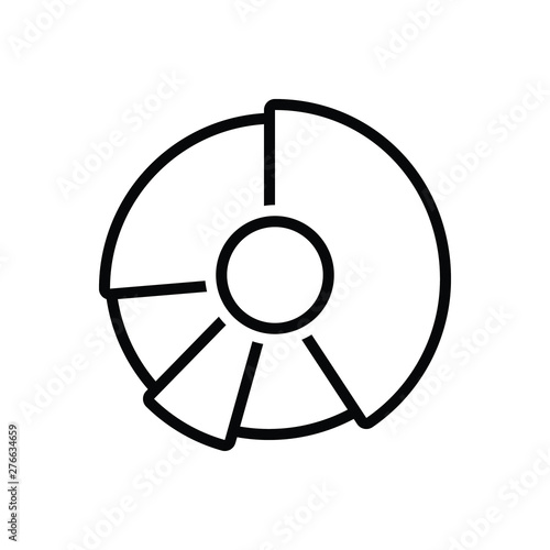 Black line icon for pie chart 