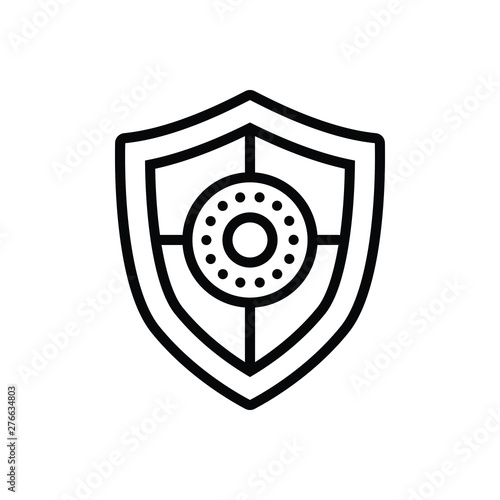 Black line icon for shield 