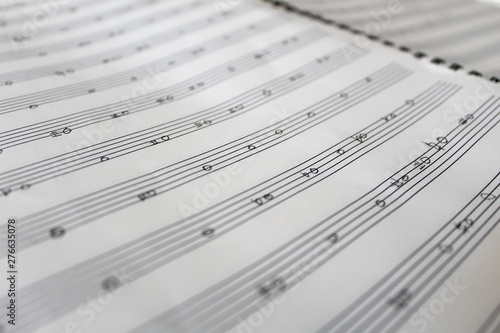 Handwritten music notes, music theory practice
