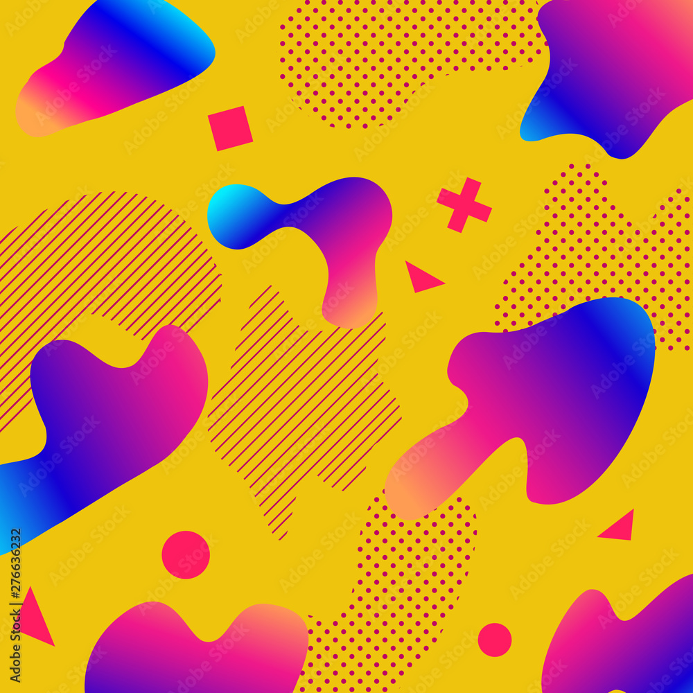 Liquid color background design with trendy shapes composition. Futuristic design background for banner poster frame