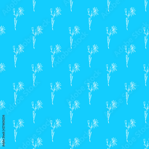 Fototapeta Naklejka Na Ścianę i Meble -  Seamless pattern with wildflowers on blue background for print design. Print, design element. Seamless floral pattern. Fashion vector illustration. Summer background