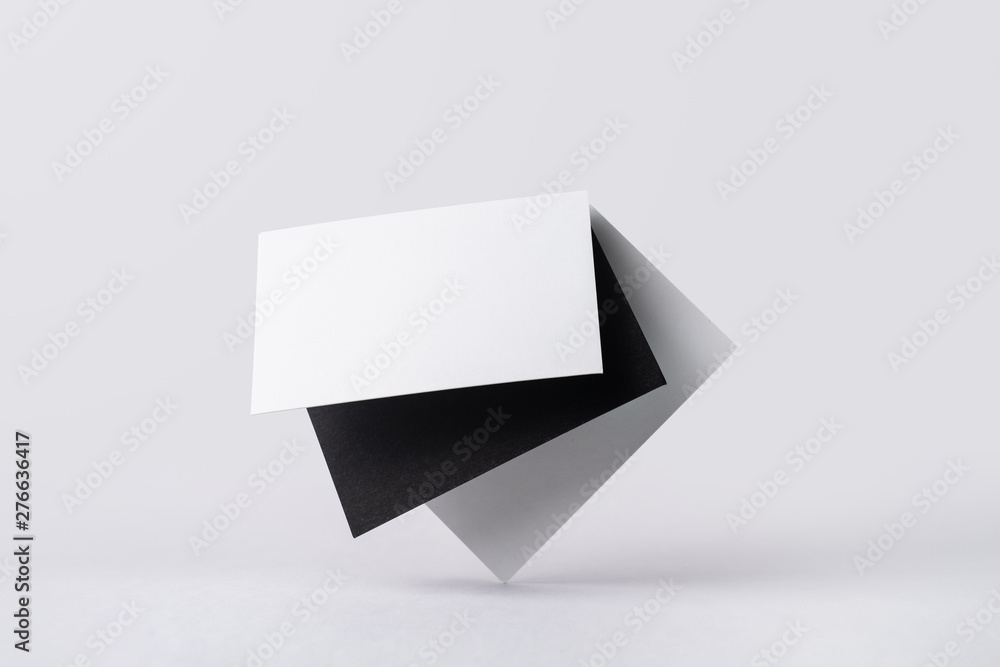 front view of white and black business card