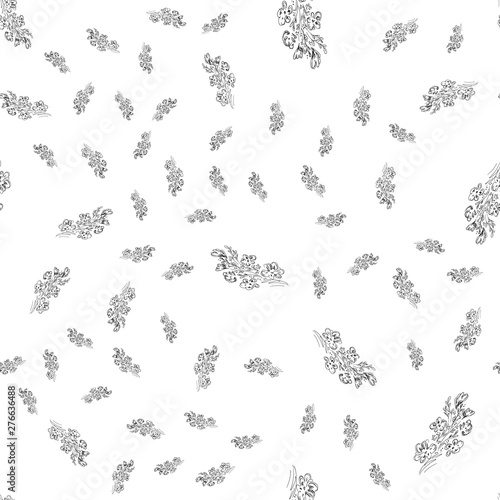 Seamless pattern with wildflowers on white background for print design. Print, design element. Seamless floral pattern. Fashion vector illustration. Summer background