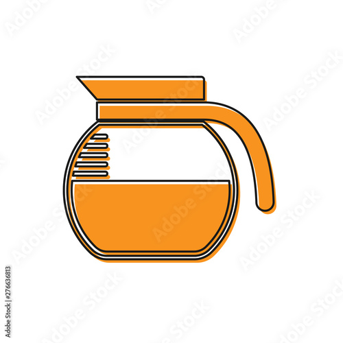 Orange Coffee pot icon isolated on white background. Vector Illustration