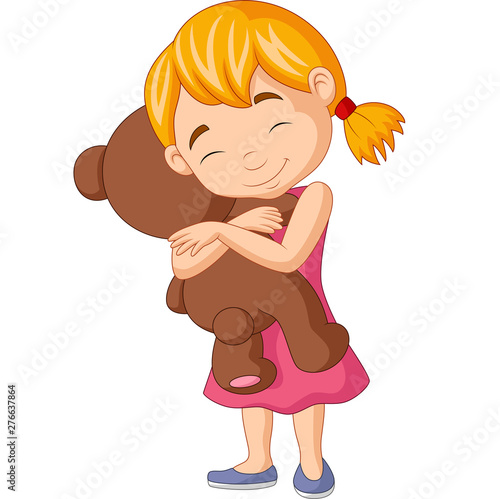 Little girl hugging teddy bear