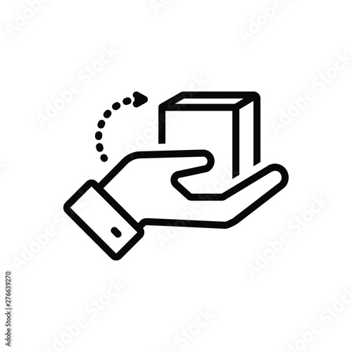 Black line icon for care 