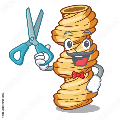 Barber cellentani pasta isolated in the mascot
