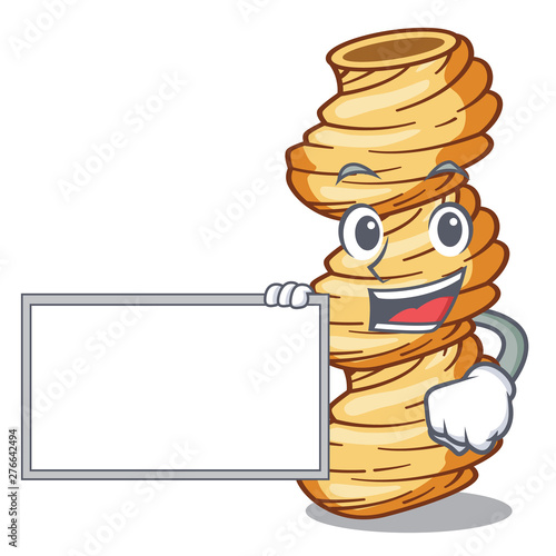 With board cellentani pasta isolated in the mascot