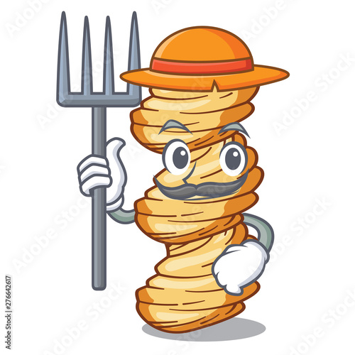 Farmer cellentani pasta isolated in the mascot
