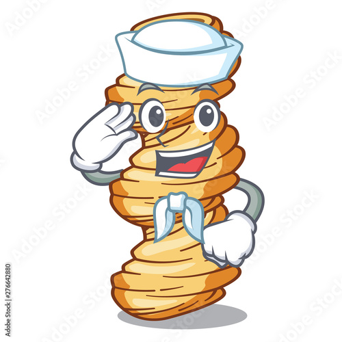Sailor cellentani pasta isolated in the mascot