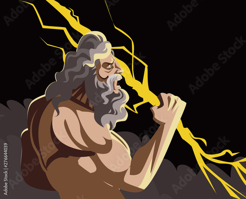 zeus jupiter god with storm ray