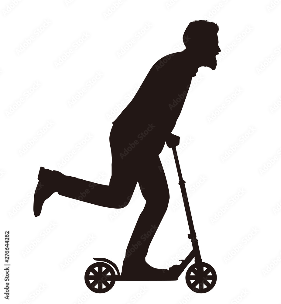 Silhouette Of Man Riding a Scooter Silhouette Of Man Riding a Scooter