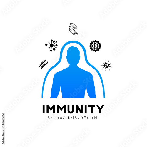 Immune system vector icon logo. Health bacteria virus protection. Medical prevention human germ