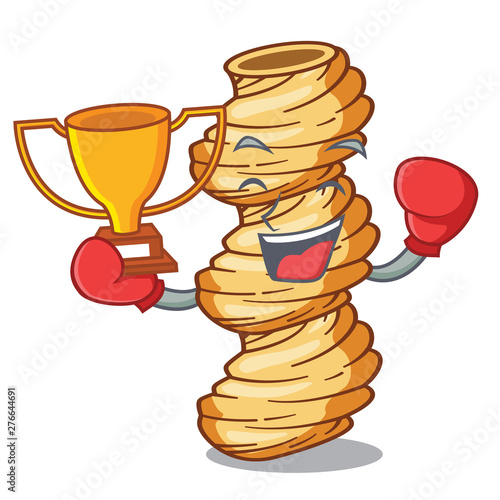 Boxing winner cellentani pasta in a cartoon bowl
