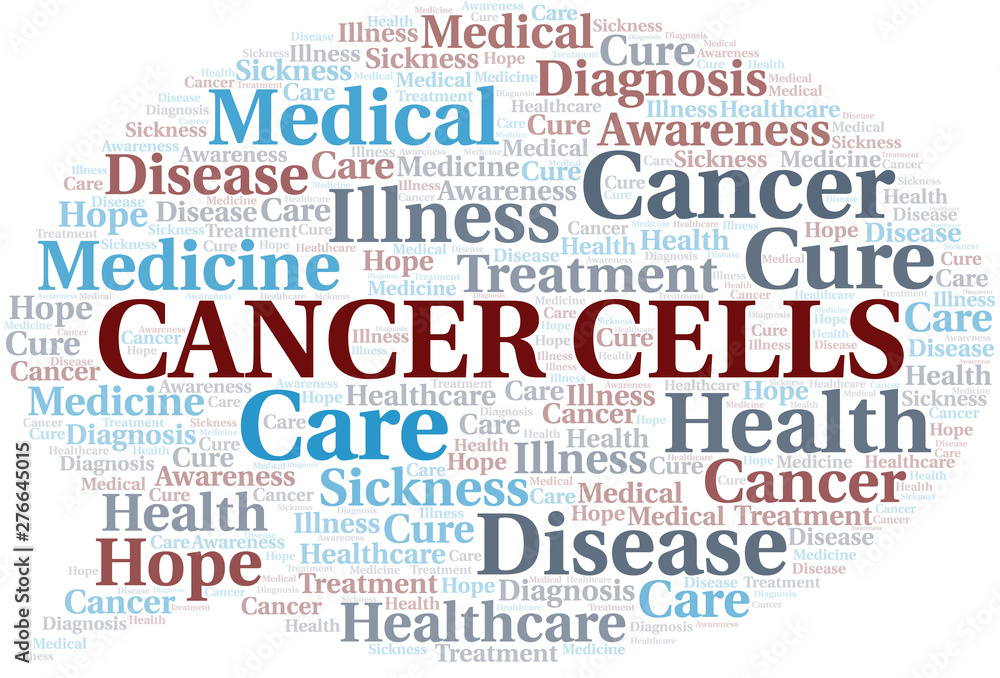 Cancer Cells word cloud. Vector made with text only.