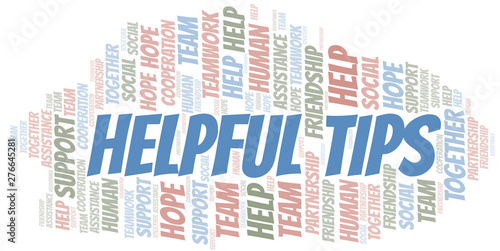 Helpful Tips word cloud. Vector made with text only.
