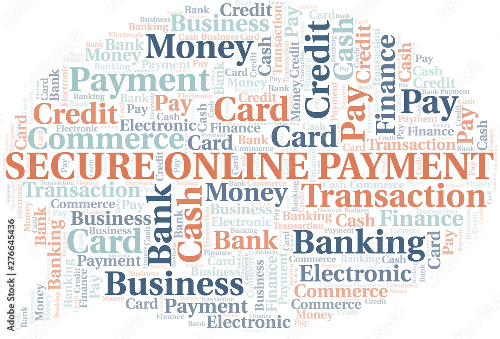 Secure Online Payment word cloud. Vector made with text only.