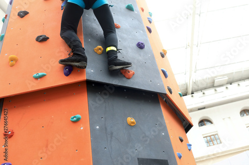 Person training on climbing wall