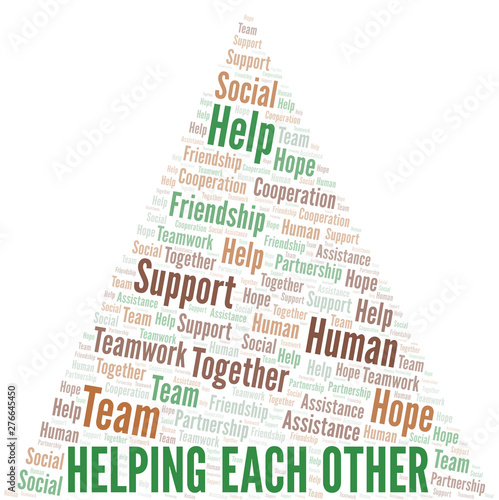 Helping Each Other word cloud. Vector made with text only.