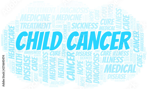 Child Cancer word cloud. Vector made with text only.