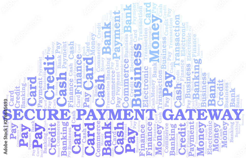 Secure Payment Gateway word cloud. Vector made with text only.