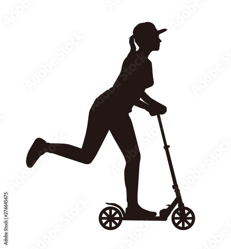 Girl Riding a Scooter Silhouette
